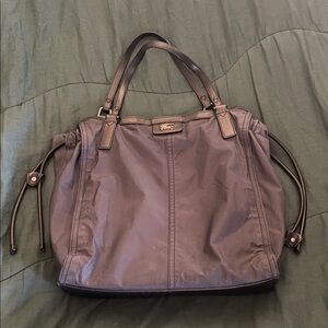 Burberry Dark Blue Nylon Tote with Leather Trim